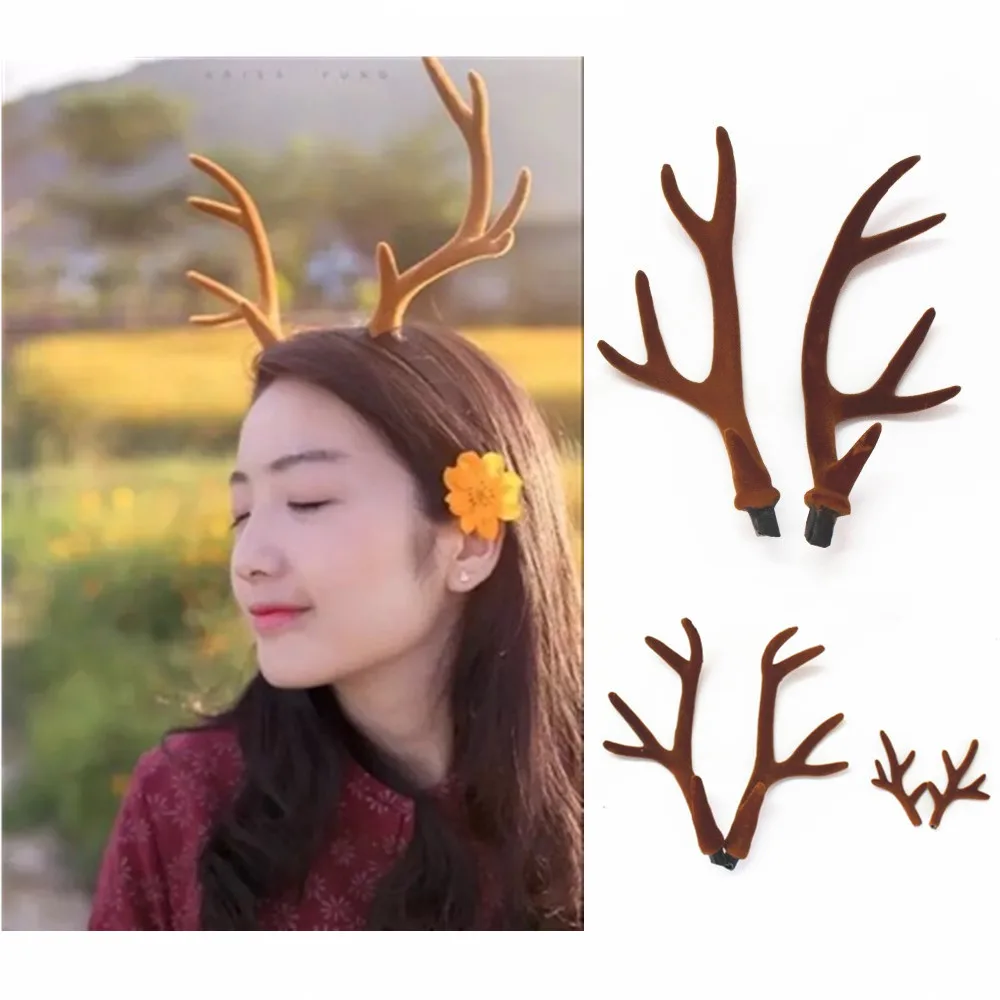 Reindeer Antlers Headband - El yapımı kahverengi simülasyon geyik boynuzları