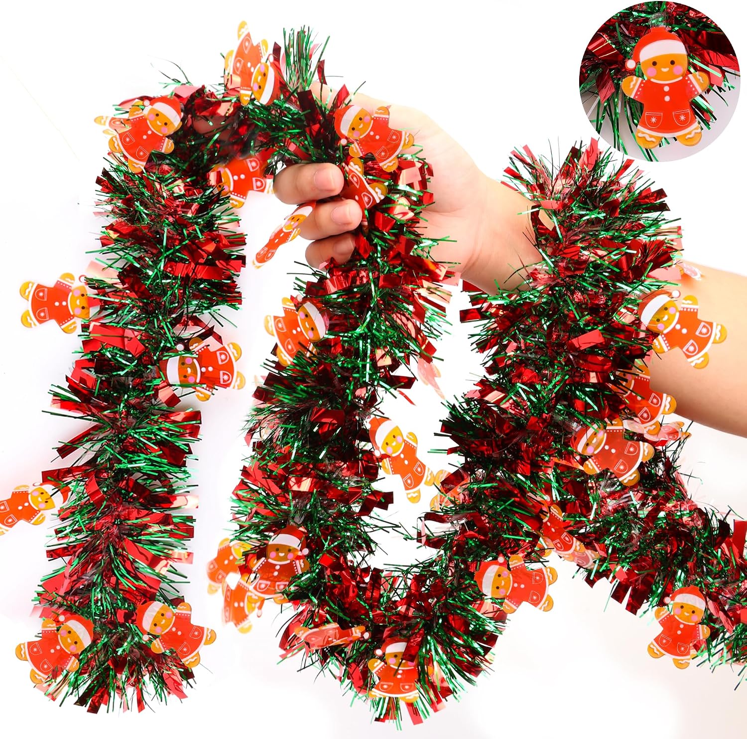 Tinsel Garland Decoration - Noel Çelengi Süslemeleri, Kırmızı ve Yeşil