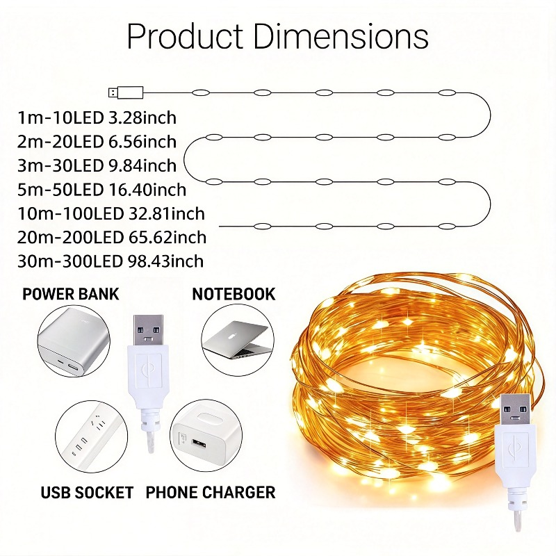 30/20/10 metre uzunluğunda, US - Led Fairy String Lights incelemesi ve fiyatı
